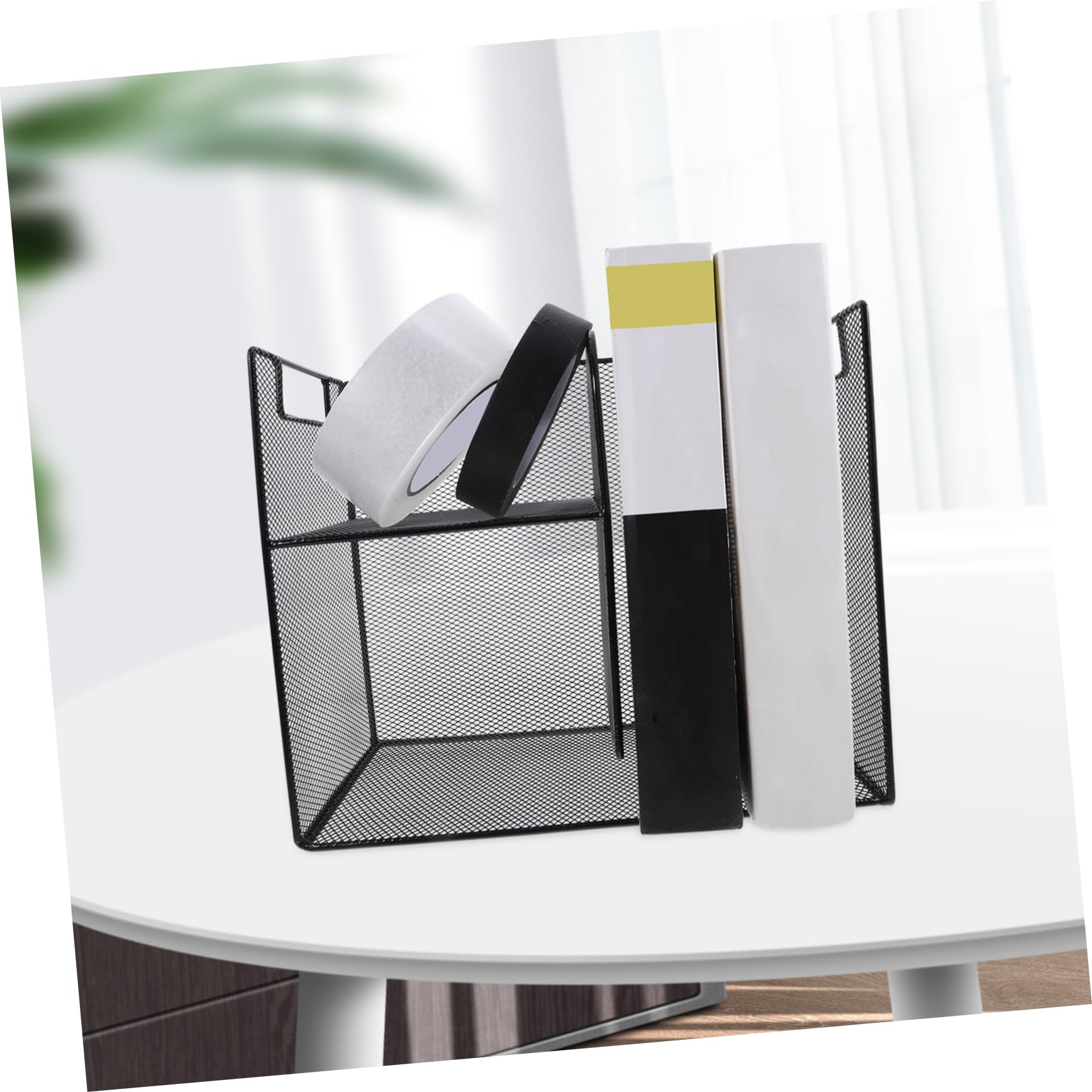 Schwarze Aktenregal-Aufbewahrungsbox für den Schreibtisch, effizienter Sortierer und Ordnerhalter, stilvolles Schreibtischzubehör für Zuhause und Arbeit