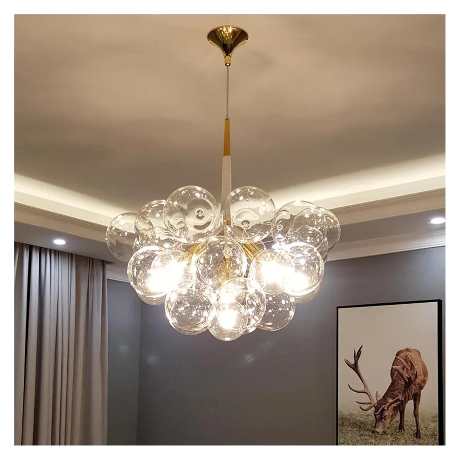 FZQSXAZU Chandelier, Nordic Bubbleball Led Chandelier Children's Room Warm Creative Pendant Lamp Living Restaurant Bedroom Glass ht Fixtures