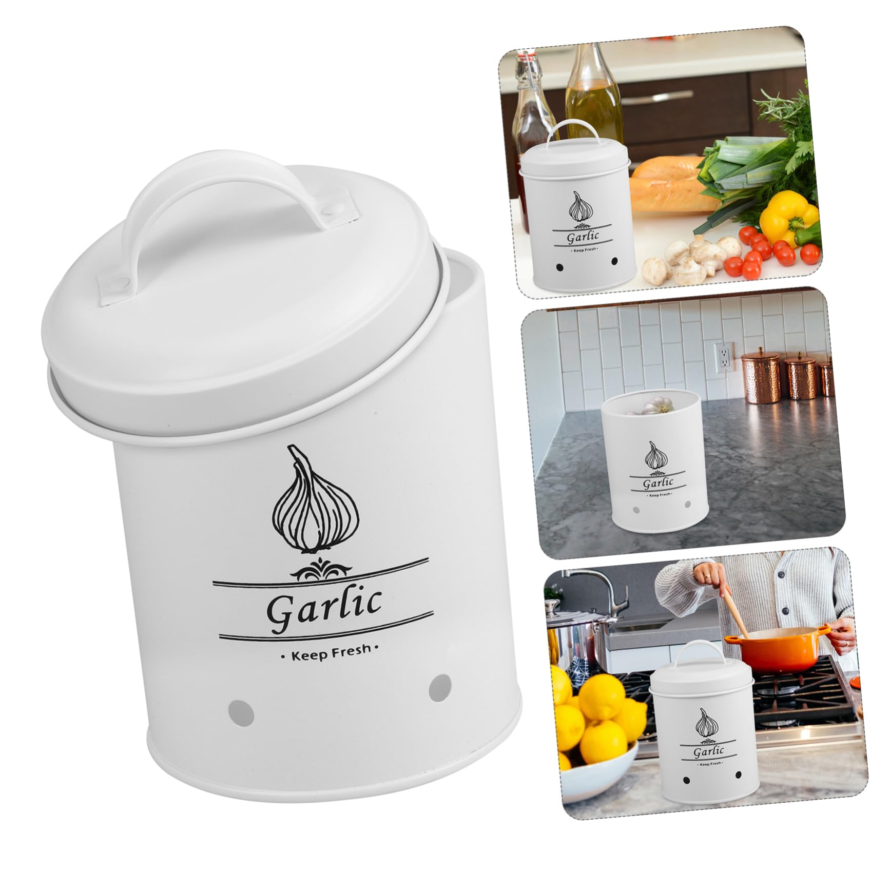 OKUMEYR Ginger Storage Box Carbon Steel Garlic Keeper for Potatoes Onions Vegetables Compact Design for Kitchen Organization Freshness Home Supply