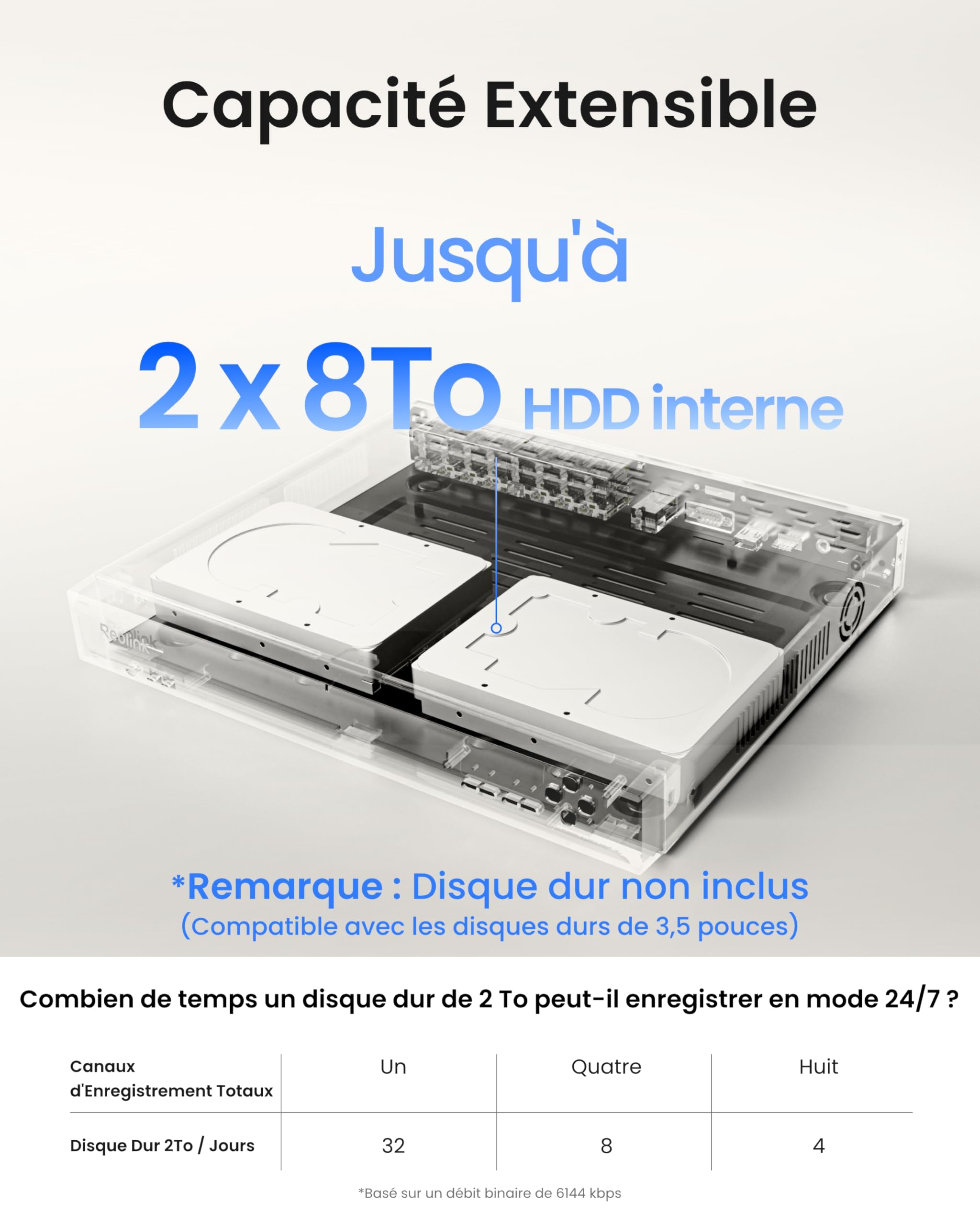 Reolink 4K PoE NVR 16 Canaux, RLN16-410 (Disque Dur Non Inclus) | Enregistreur Vidéo en Réseau, Supportez 16MP/12MP/8MP/5MP/4MP HD IP Caméra, 24h x7j Enregistrement de Surveillance