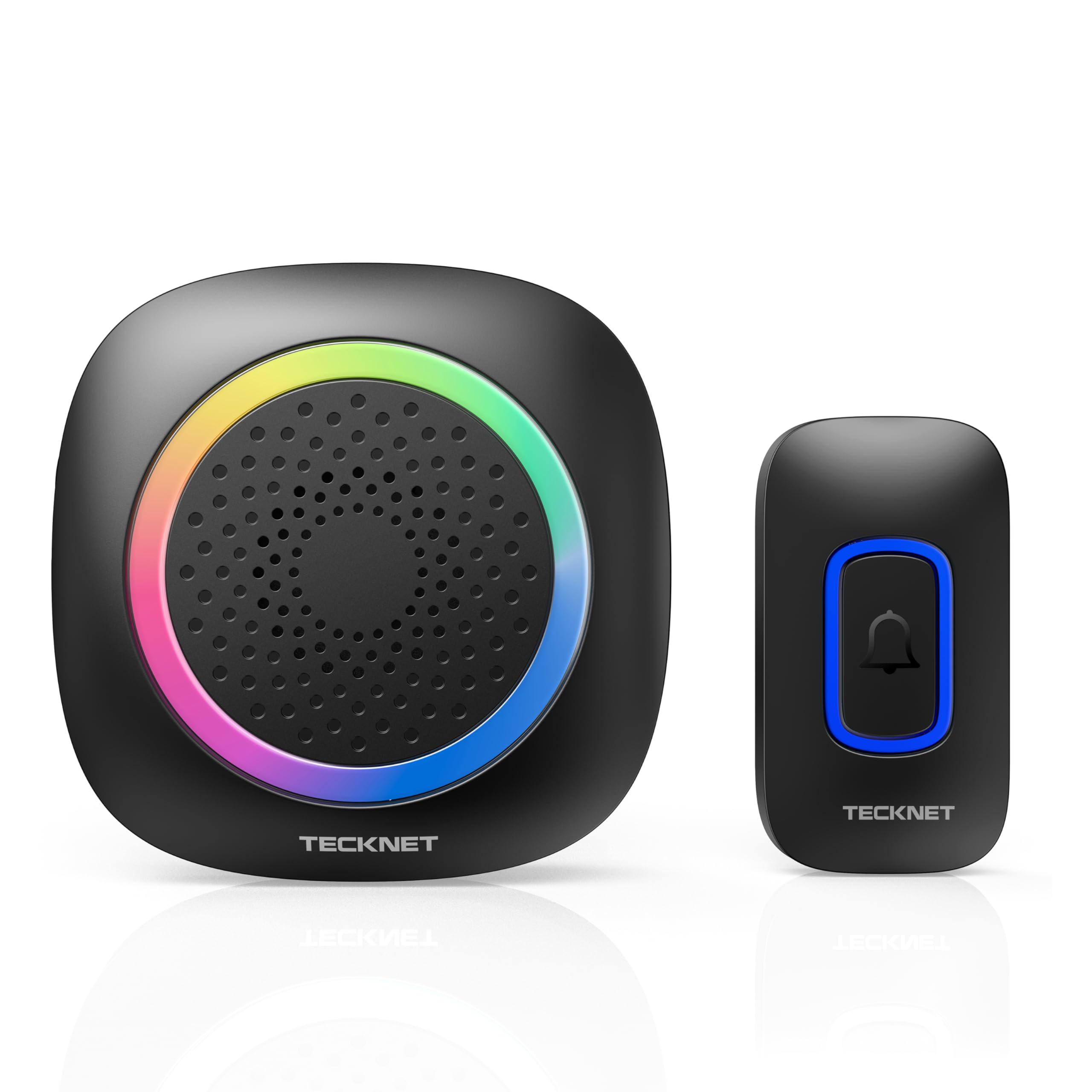 TECKNET Wireless Doorbell, Battery Powered 1 Receiver 1 Sender, Black