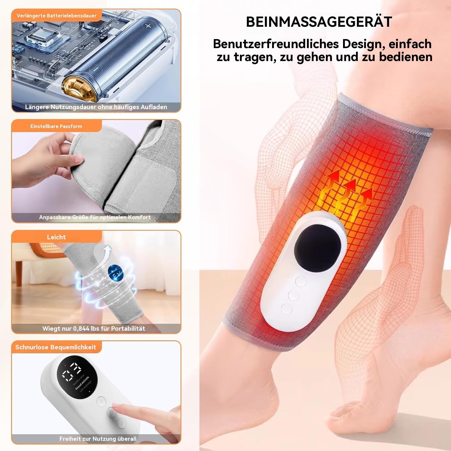 Minasa 3-in-1 Massagegerät für schmerzfreie und vitale Beine,Müdigkeit in den Beinen zu lindern und Ihnen nach einem langen Arbeitstag neue Energie zu geben. (grau,2 x Massagegerät)