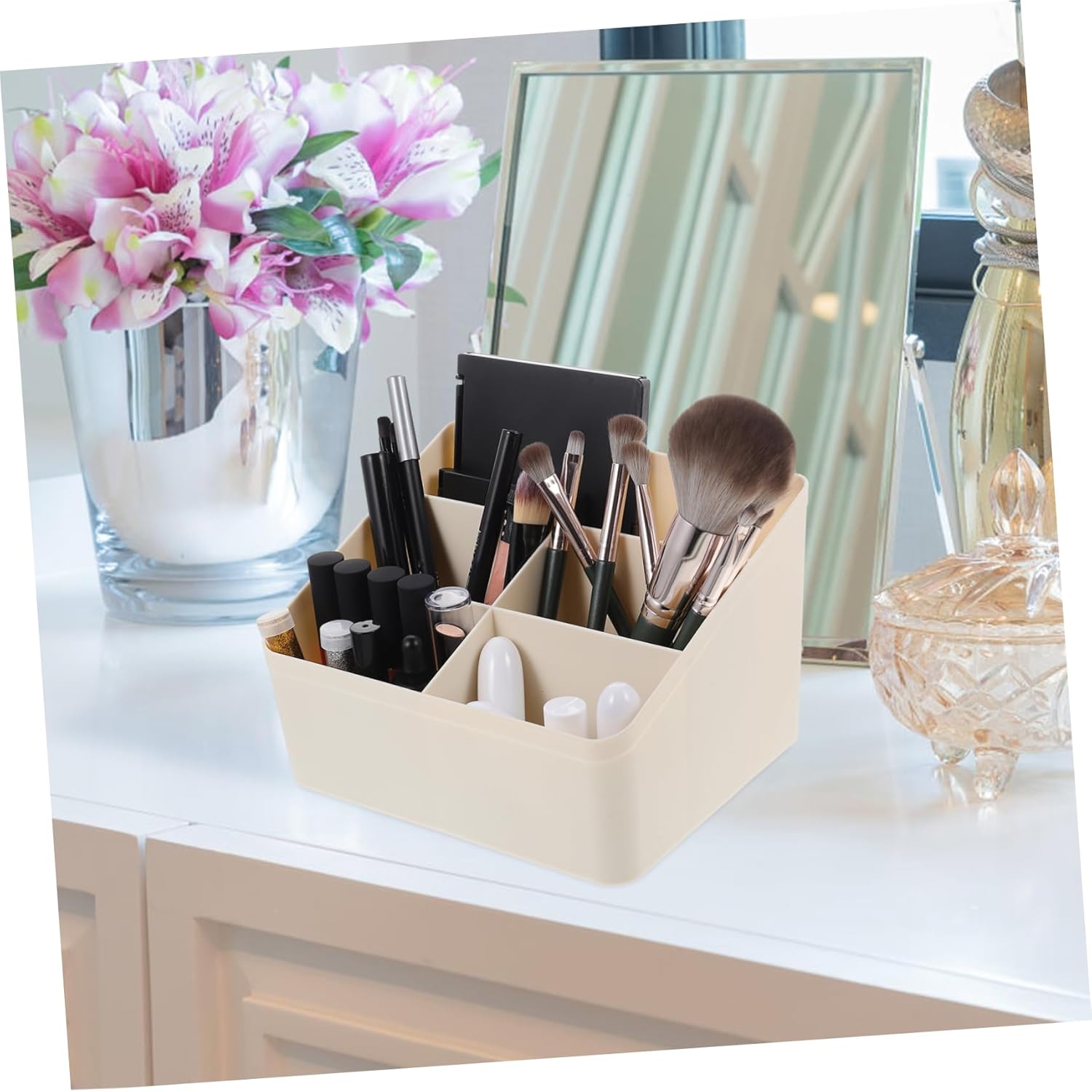 Luxshiny 4pcs Cute Bathroom Organizer Bin Makeup Storage Box Cosmetic Storage Display Case