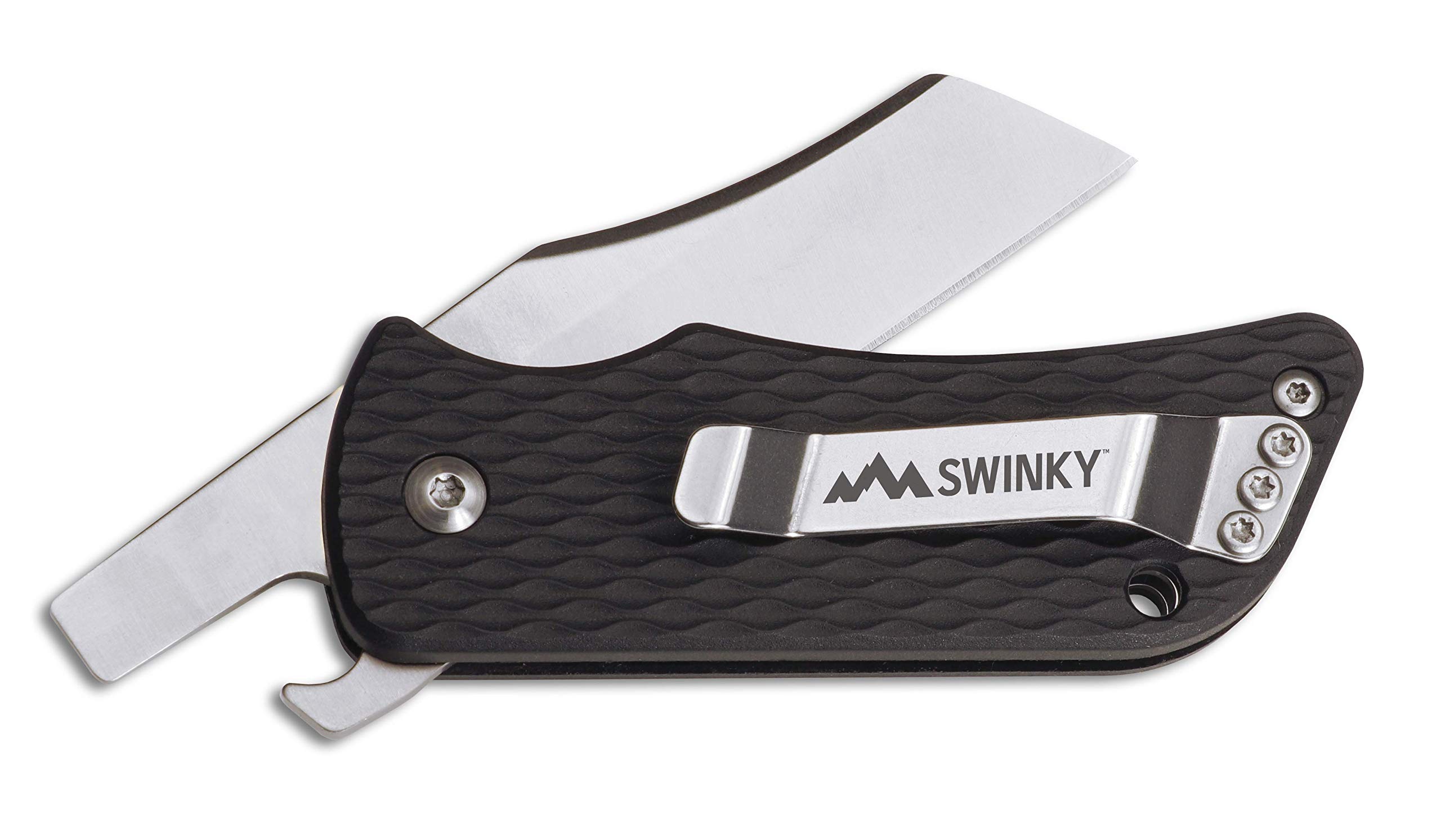 OUTDOOR EDGE Swinky - Rotating EDC Folding Utility Pocket Knife with Bottle Opener, Prybar, Screwdriver and Stainless Steel Pocket Clip