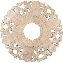 Semetall Ceiling Medallion, OD 12" x 3 1/4" ID Carved Wood Ceiling Medallion, Rubber Wood Style 1