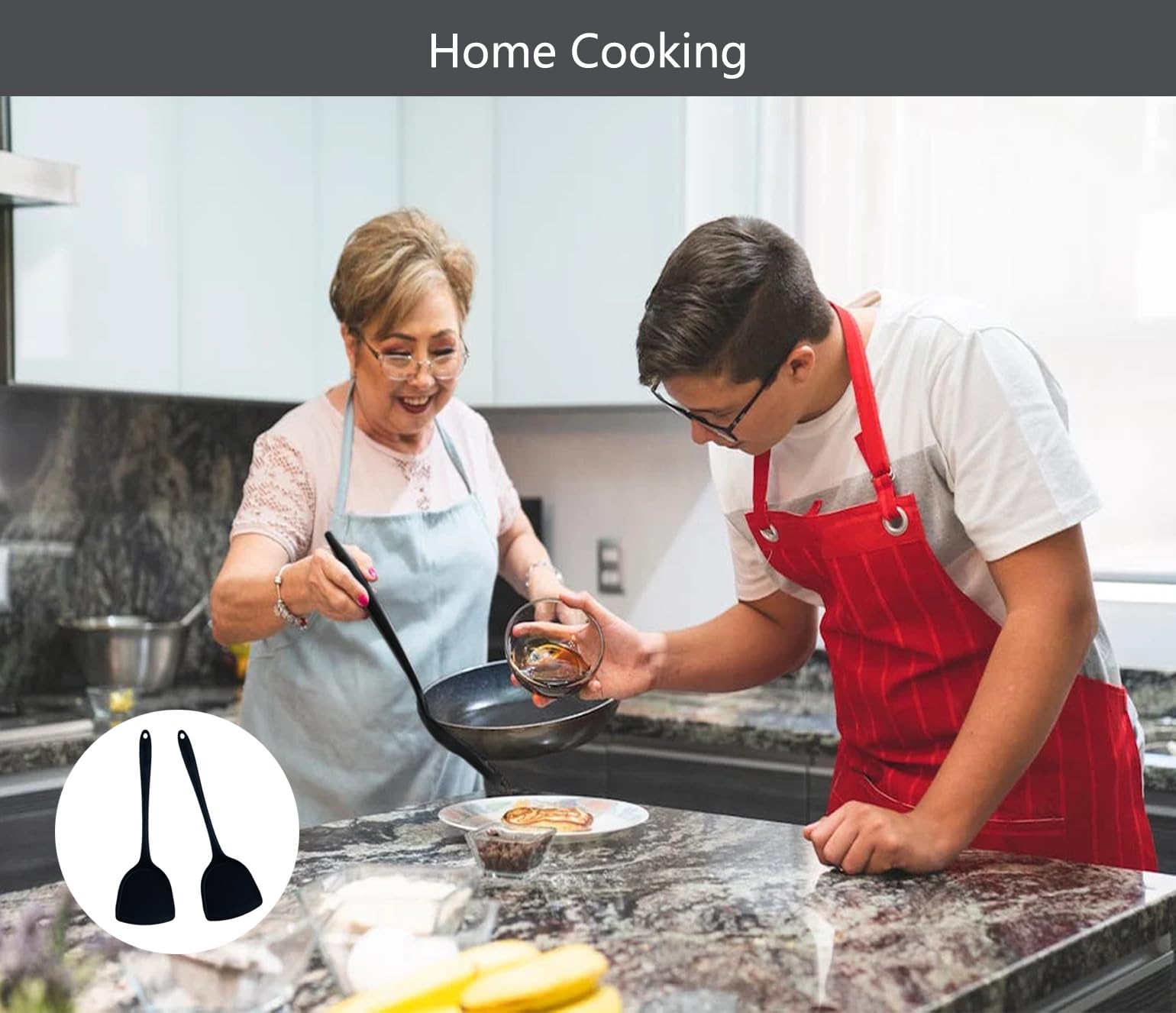 Set 2 Pezzi Spatole da Cucina in Silicone Antiaderente per