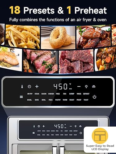 Miniatura 3 de Kitchen Elite Freidora de aire horno de puerta francesa, 26.4 cuartos de galón, fácil limpieza y uso, combo de horno tostador grande de encimera, 18