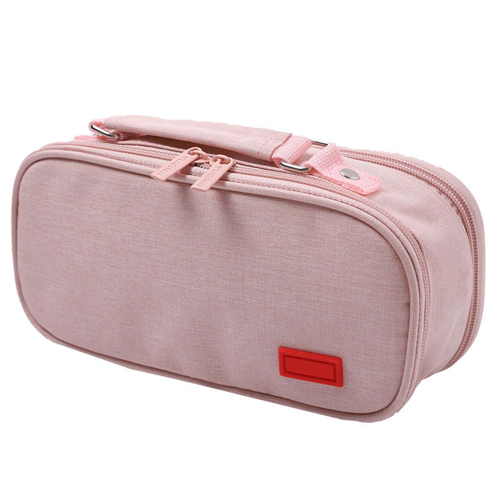 Jazuaiao Capacity Pen Case with Handle 5 Section Canvas Pencil Case Large Pencil Pouches Travel Cosmetic Bag 24x8.5x11cm Canvas Bag