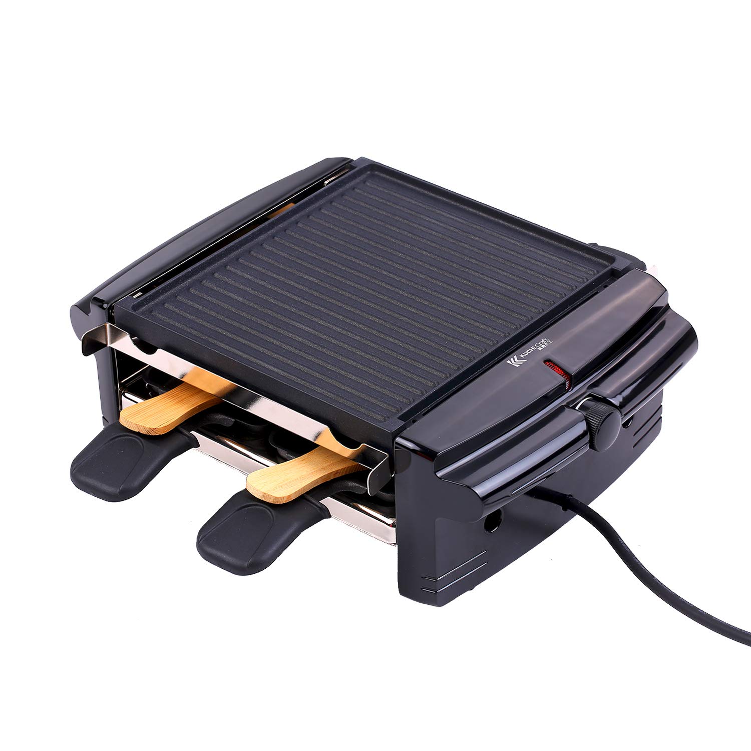 Electric Less BBQ Grill Mini Reversible Griddle Barbecue Multifunctional Grill with 4 Baking Pans Non-Stick Grilling Plates for Household and Outdoors EU Plug-image-25