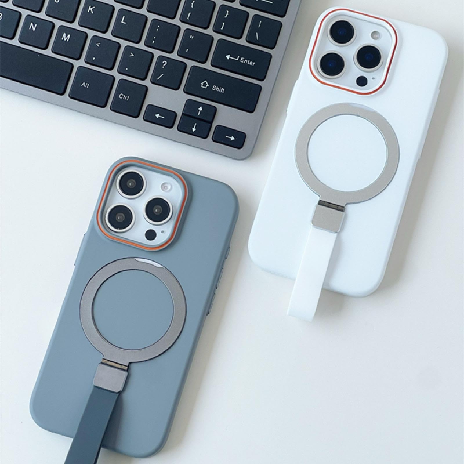 Funda rígida de PC con Soporte de Color sólido para iPhone 16 Pro MAX, Ultrafina, Tacto Suave, Carga inalámbrica (para iPhone 16 Pro MAX/Blanco)