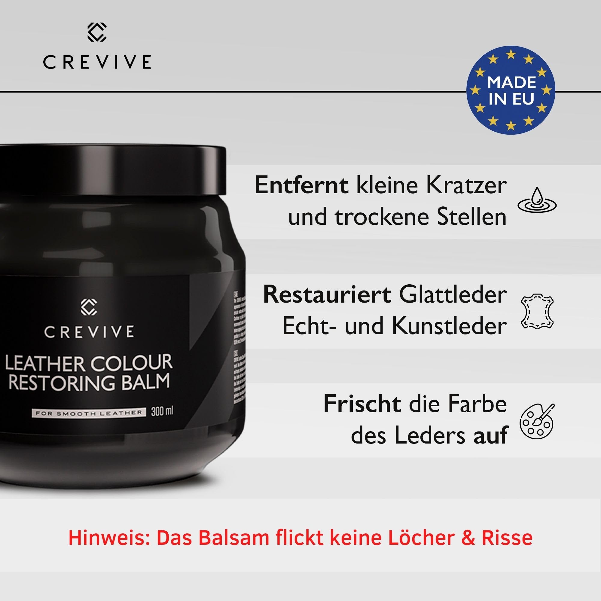 Leder Reparatur Set Schwarz 300 ml - Lederpflege Auto - Lederreparatur Sofa - Autositz Reparatur