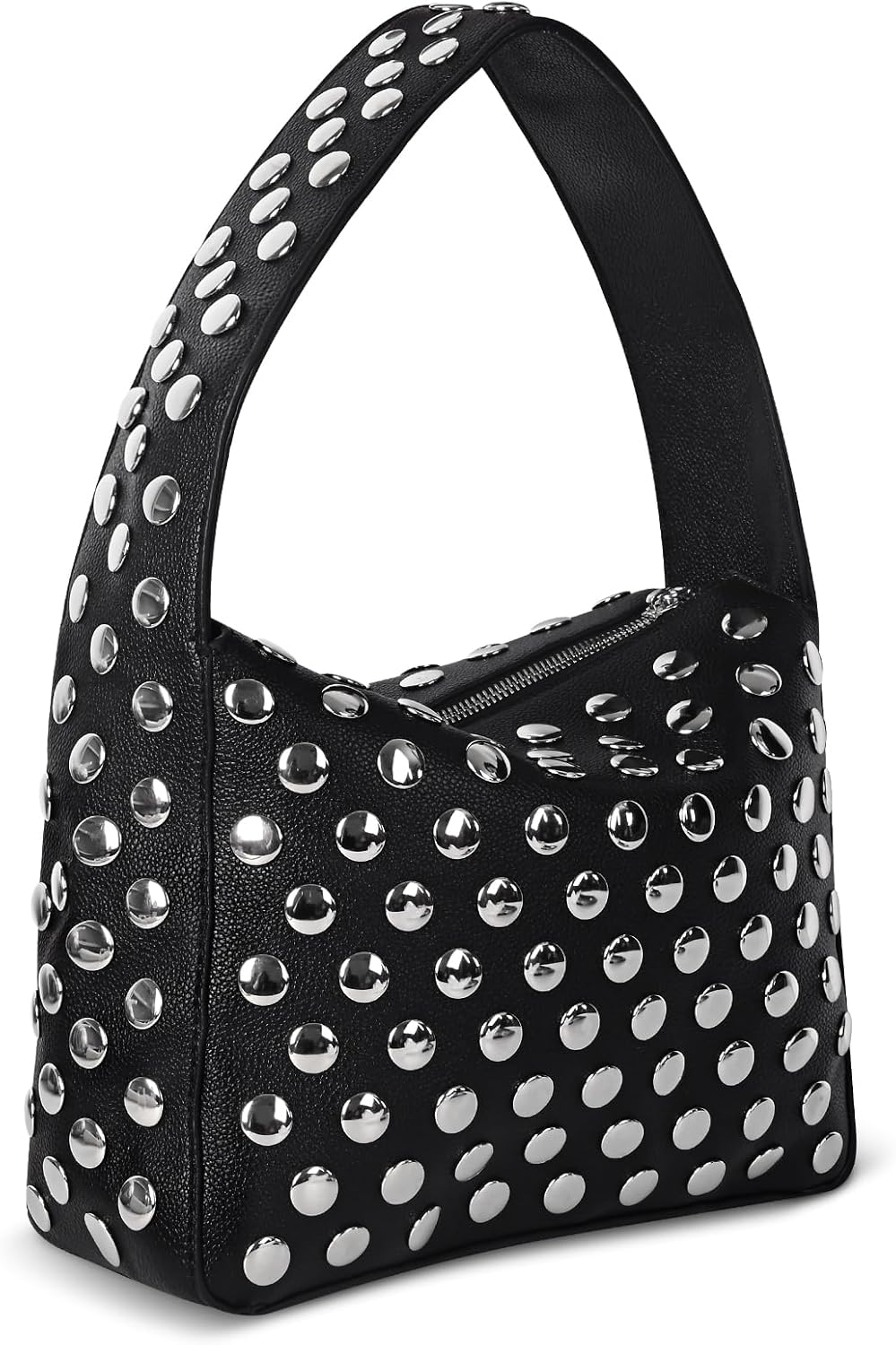 Y2K Studded Black Leather Tote Bag 00s 00s studs shoulder bag y2k