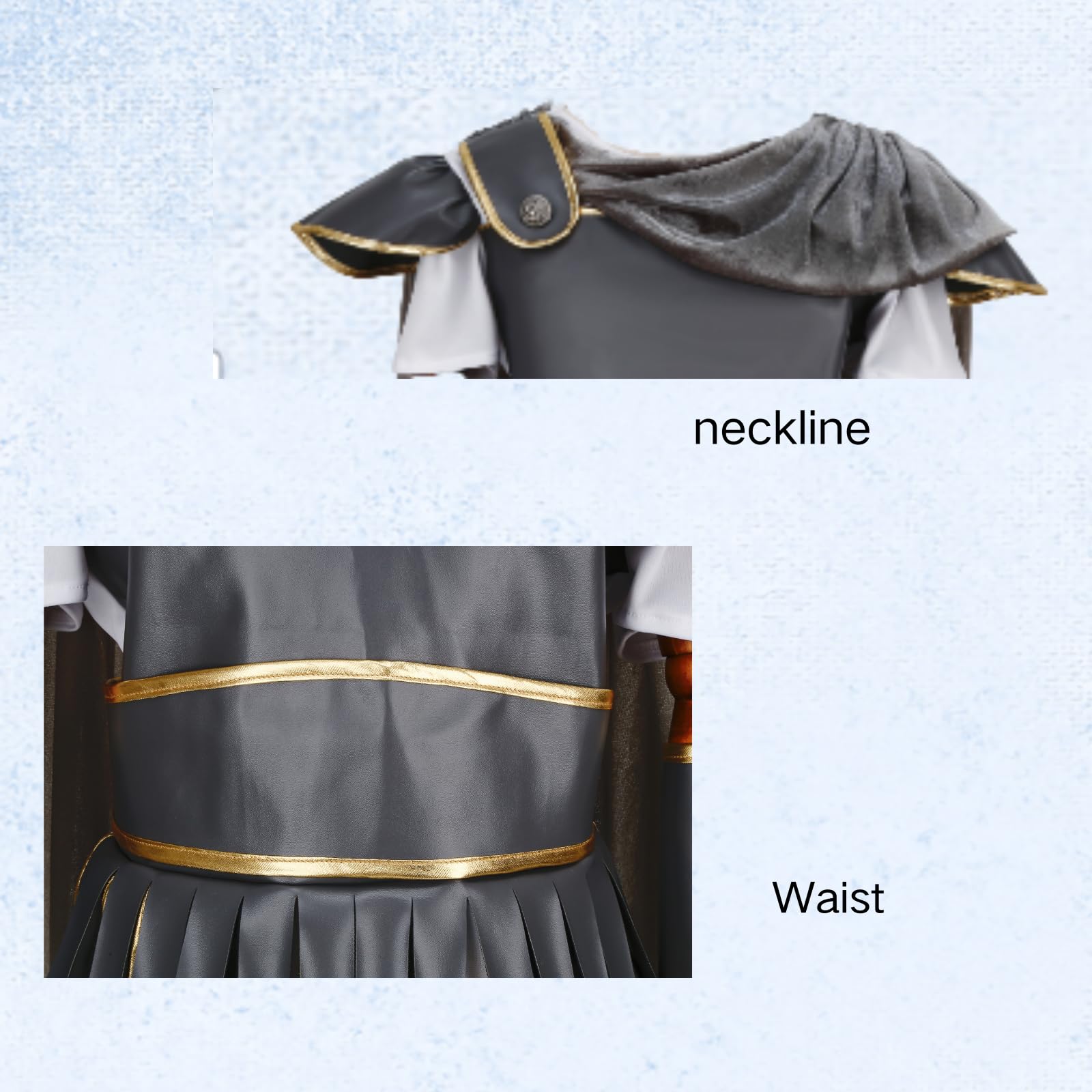 DELIVESS Children's Roman Warrior Costume Halloween Costume With Multiple Accessories And Cape-themed Role-Playing Party(Gray,4-5Y) - Image 3