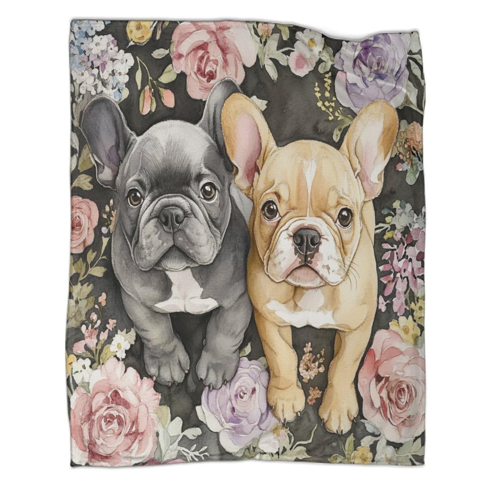 Couverture flanelle bouledogue français au toucher peluche premium pour lit