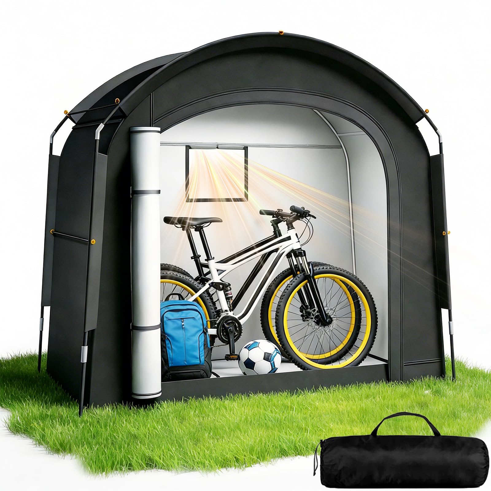 Tenda da campeggio per 1-3 biciclette, 200x80x165 cm, impermeabile, realizzata in tessuto Oxford 420D, resistente alle intemperie, per motociclette, attrezzi da giardino, tosaerba e giocattoli