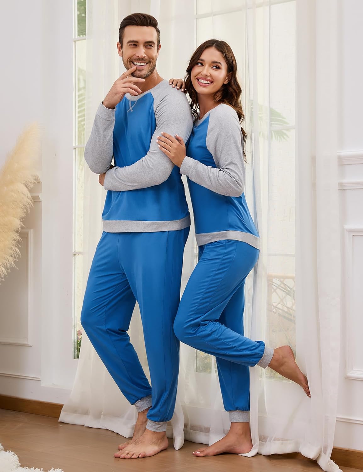 Matching Pajamas for Couples Long Sleeve Pajama Set for Men and Women 2 Piece Cozy Loungewear Set S-XXL - Image 4