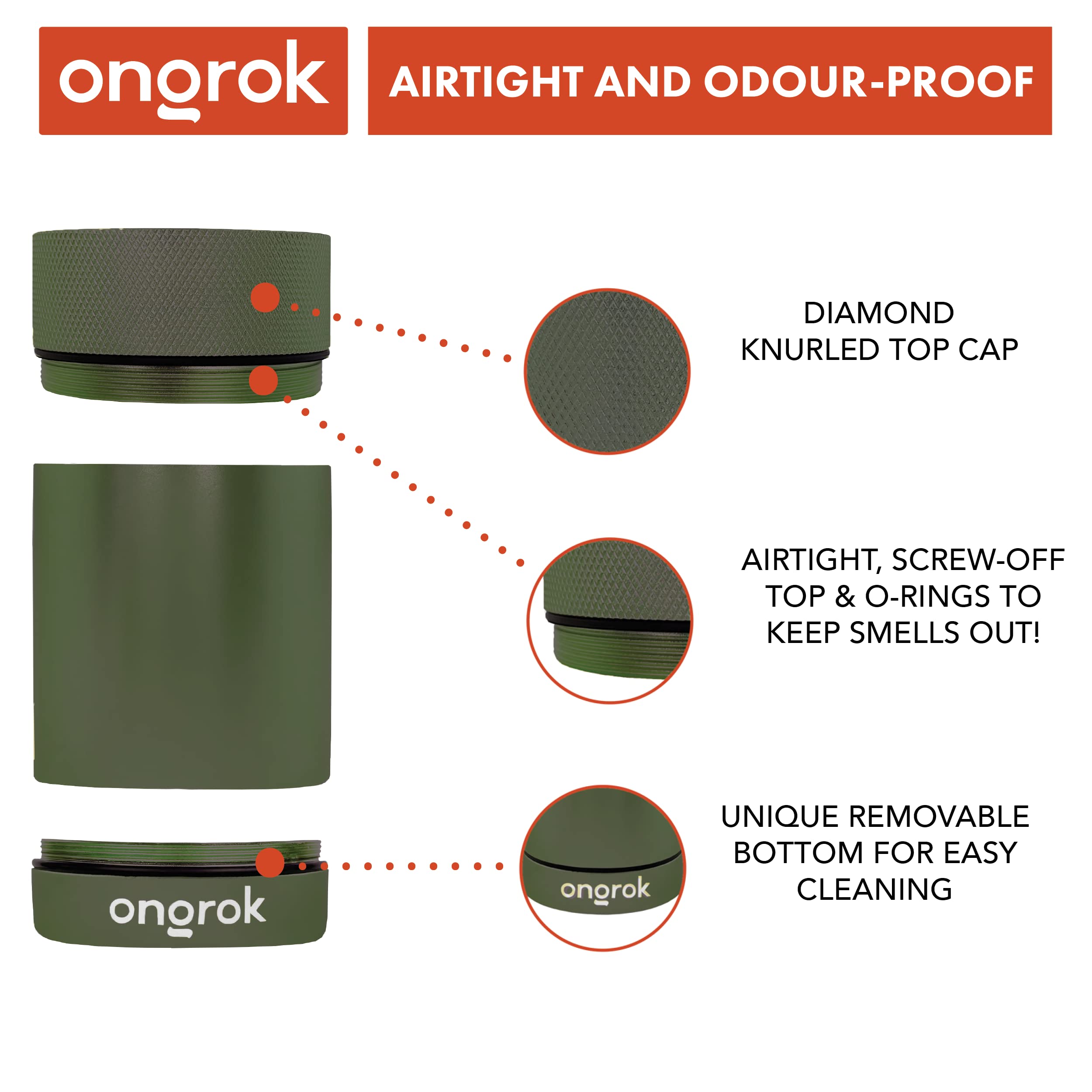 ONGROK Aluminum Storage Container, 180ml, Air Proof Jar to Preserve Smell and Aroma, Green - Image 4