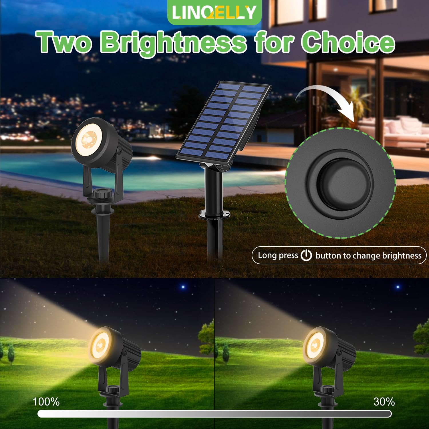 Solarstrahler Solar Außenleuchten 3000K Warmweiß Landschaftslichter Solarstrahler Außenstrahler IP65 Wasserdicht Dekorative Beleuchtung für Garten Hof Rasen Weg