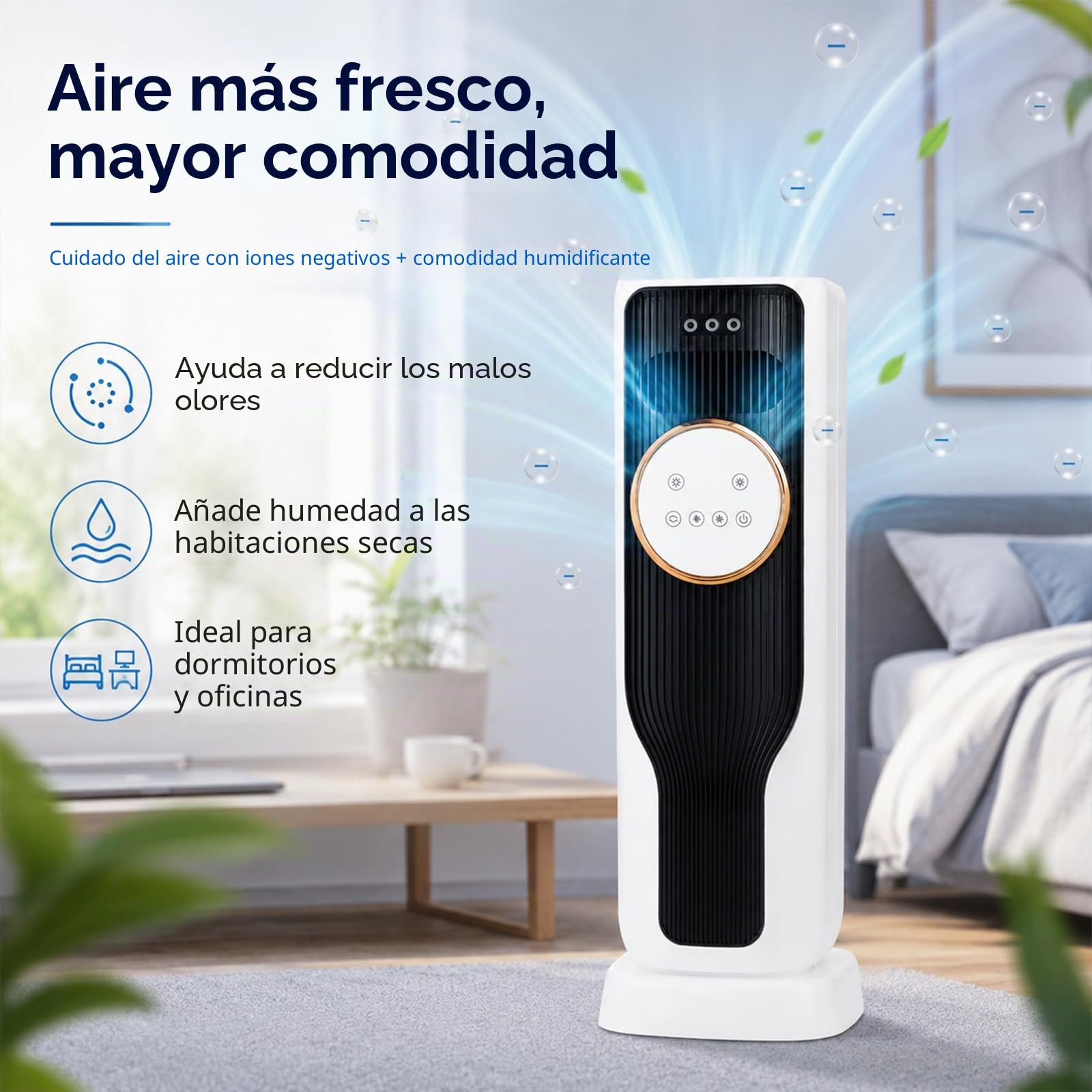 Enfriador de Aire con 5 Modos Frío y Calor, Climatizador Evaporativo con Oscilación de 180° y Depósito de 3L, Aire Acondicionado Portátil para Hogar Oficina Salón y Dormitorio (Blanco)
