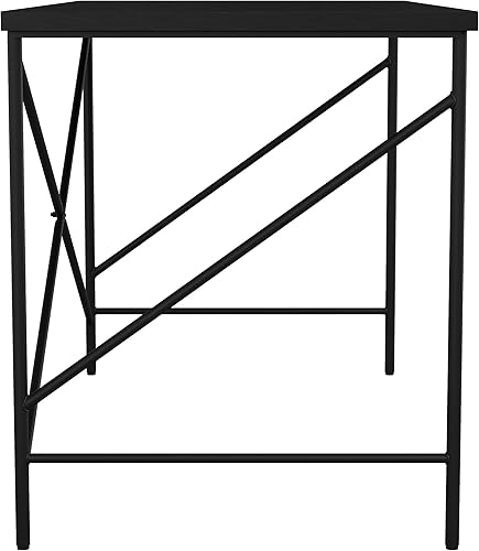 Miniatura 10 de Martha Stewart Maddox - Escritorio Parsons para oficina en casa en grano de madera negra con marco en X de metal de bronce aceitado