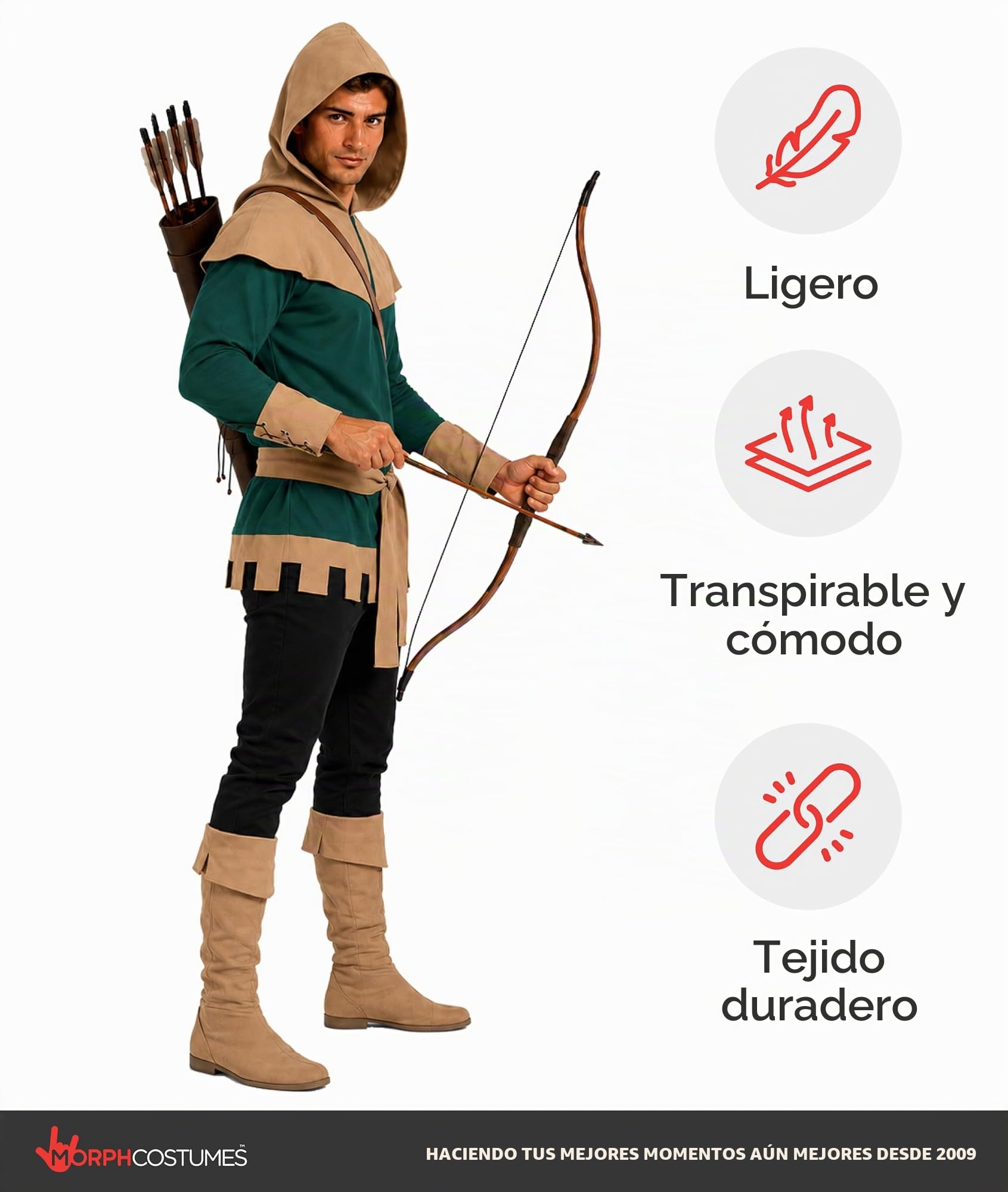 Fun Shack Disfraz Robin Hood Hombre, Disfraz Arquero Halloween Adulto
