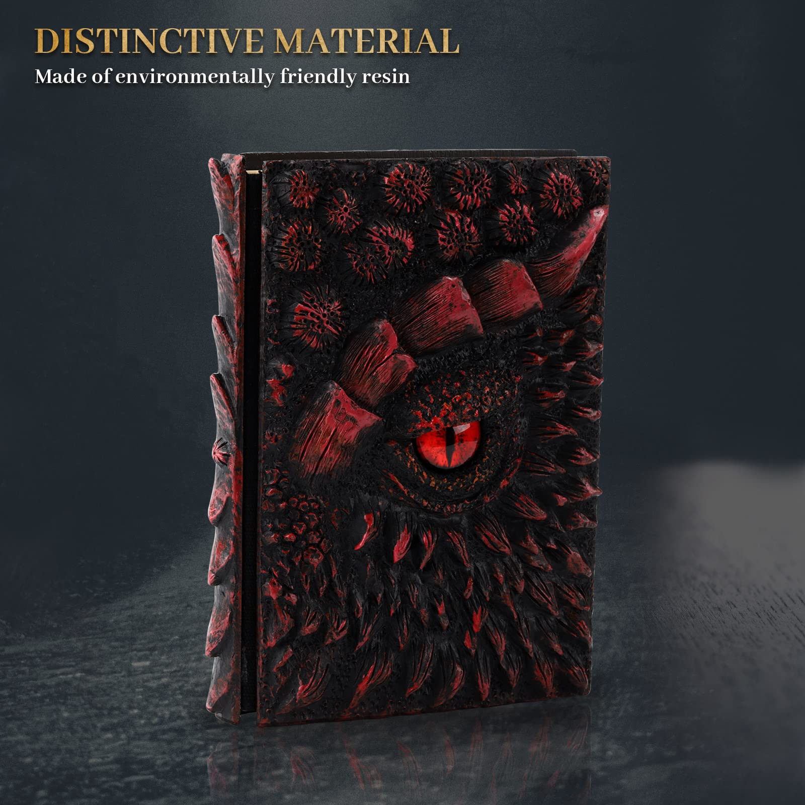 MOLSHINE A5 (7.3"x5.1") Journal en relief Dragon 3D,carnet de gravure en résine,journal rétro,100 feuilles de papier vierge,bloc-notes de voyage à couverture rigide pour l'écriture,cadeau (Rouge)