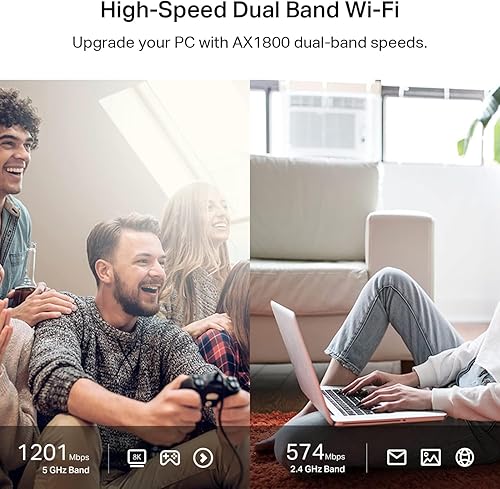 Miniatura 3 de DBIT AX1800 WiFi 6 Adaptador USB para PC de escritorio (D1-X18) Adaptador de red inalámbrica de largo alcance USB WiFi Dongle con USB3.0,