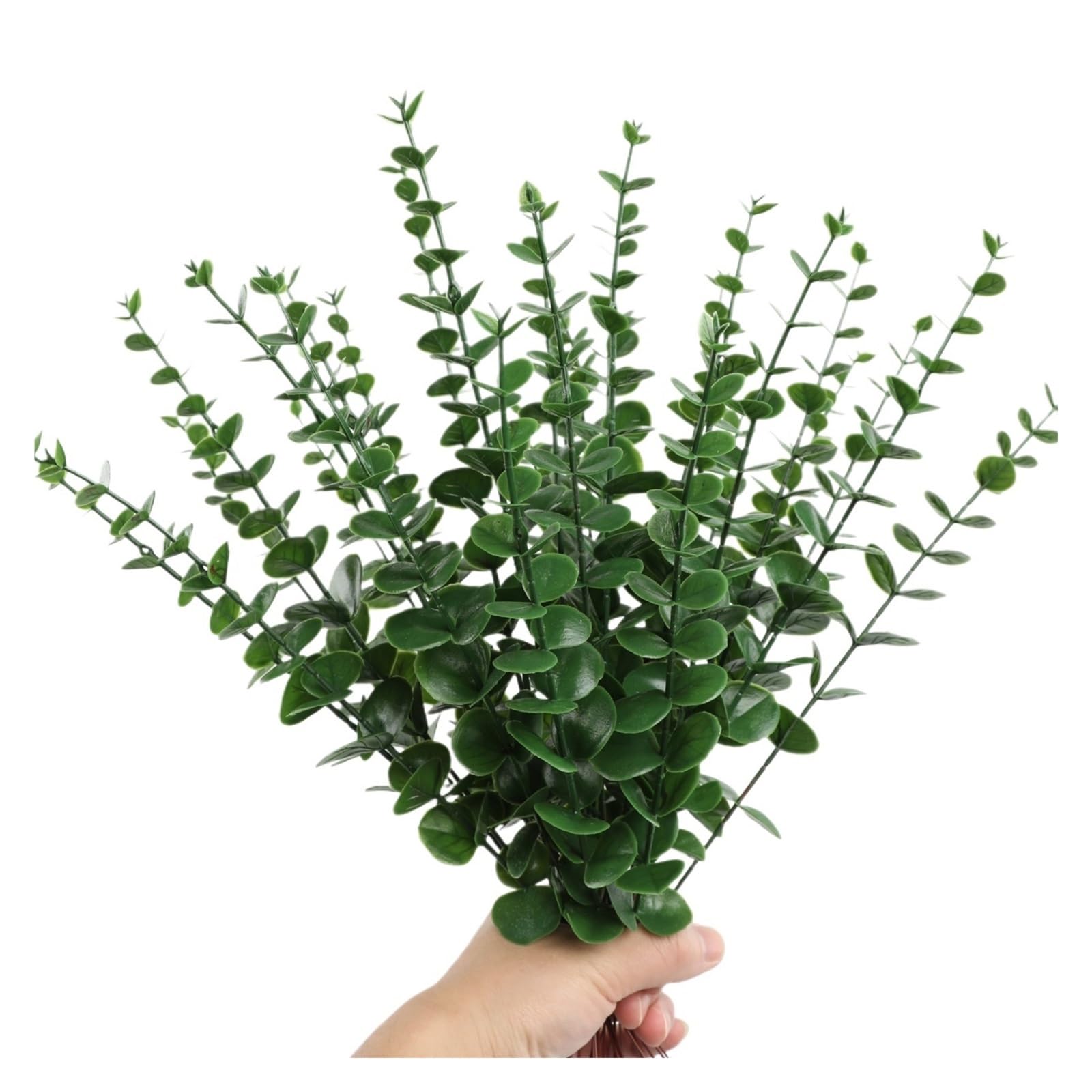 YGLEEULI Artificial Foliage Stems 38cm Eucalyptus Artificial Tree Branches 10/20pcs Leaves Decoration(6 Dark green,20pcs)