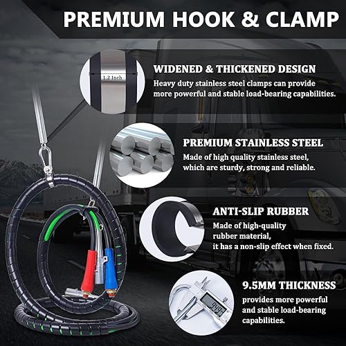 Miniatura 4 de Kit de líneas de aire para semirremolques de 12 pies, 3 en 1, manguera de aire de línea eléctrica ABS con Gladhands, asas, soporte y kit de resorte