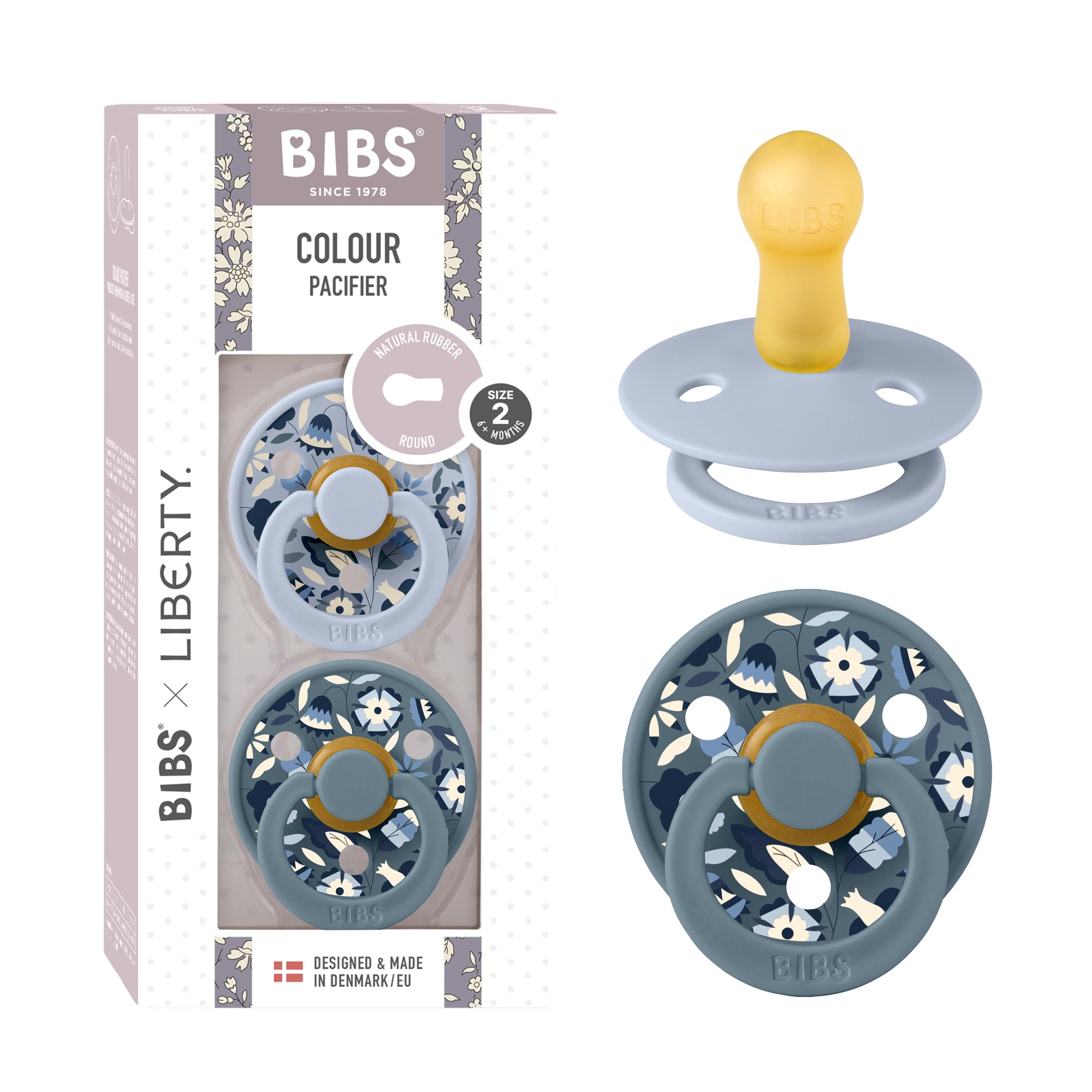 BIBS Liberty Dummies | 2 Colour Natural Rubber Latex Soothers | BPA Free Dummy | Round Nipple Pacifier | Designed & Made in Denmark | Strawberries and Cream Ivory Mix | Size 2 | 6+ Months — view 26