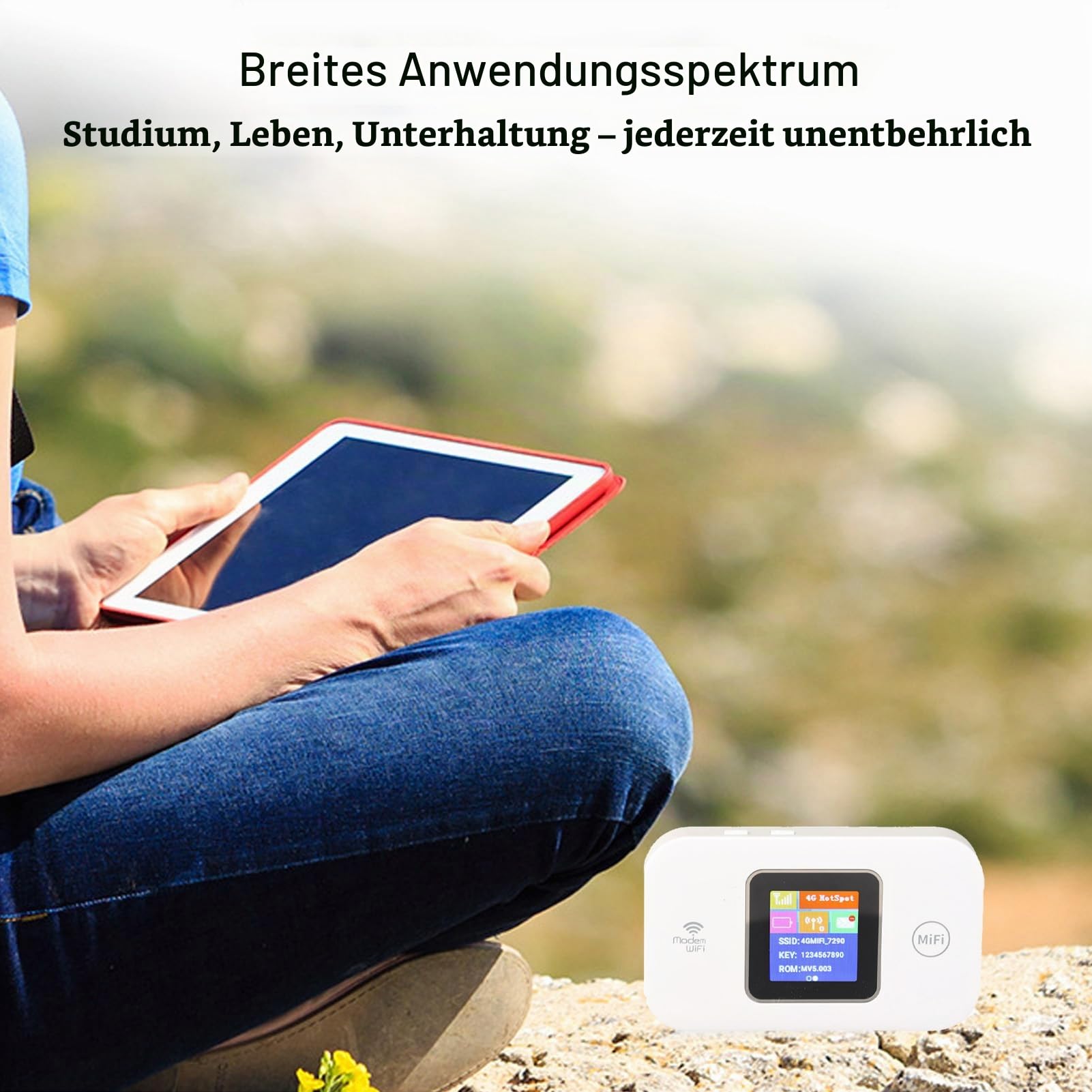 4G LTE Mobiler WLAN-Hotspot mit SIM-Kartensteckplatz, Tragbarer Router 150 Mbit/s, Unterstützt 10 Benutzer für Reisen