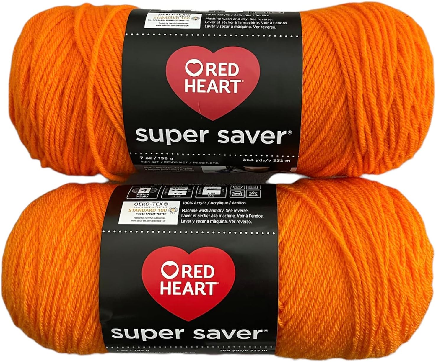 4HGB Fall Autumn Red Heart Super Saver (4pack) Yarn (2) Black (2) Orange 7 oz Each