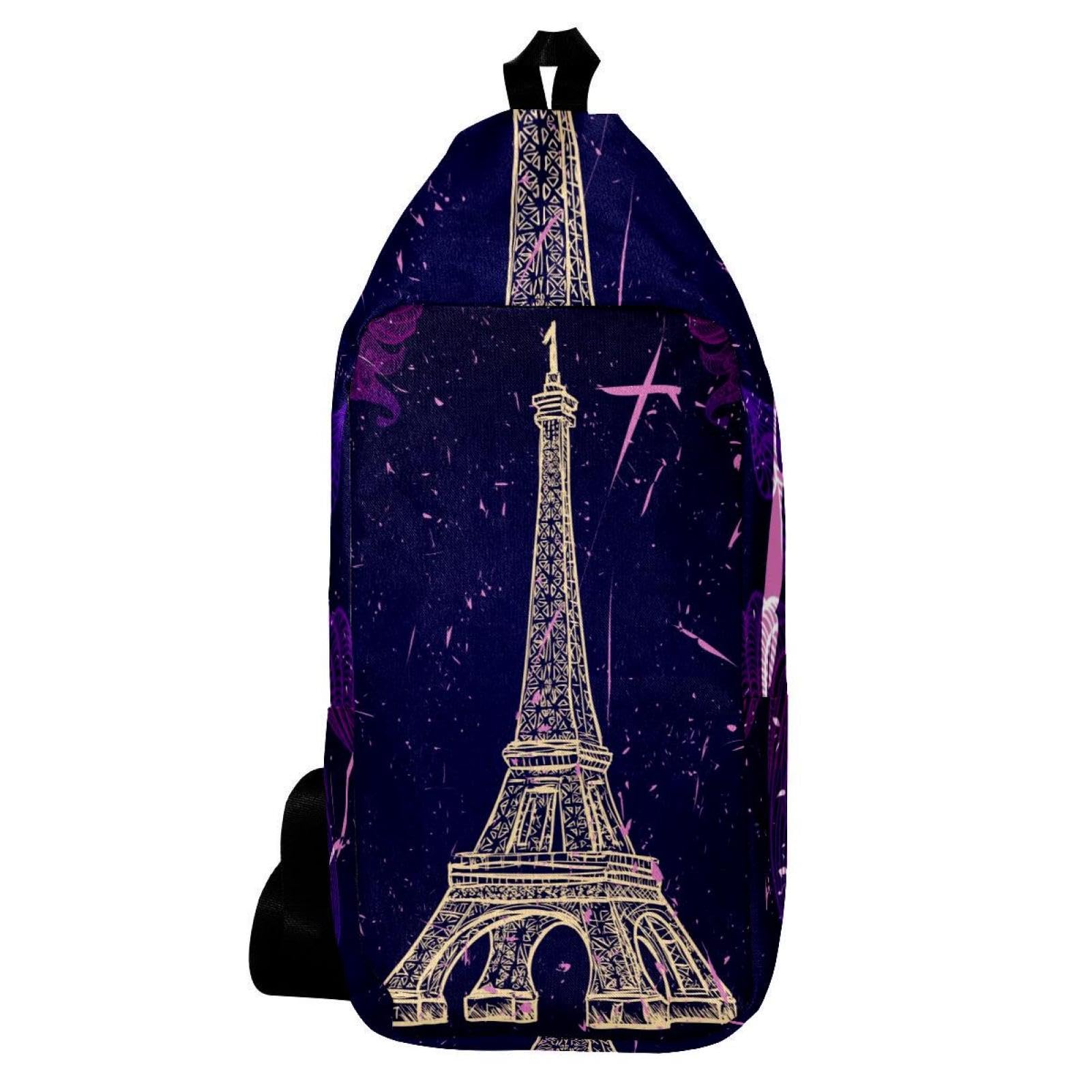 Mochila de senderismo bandolera con diseño multicolor de la Torre Eiffel para viajes 6