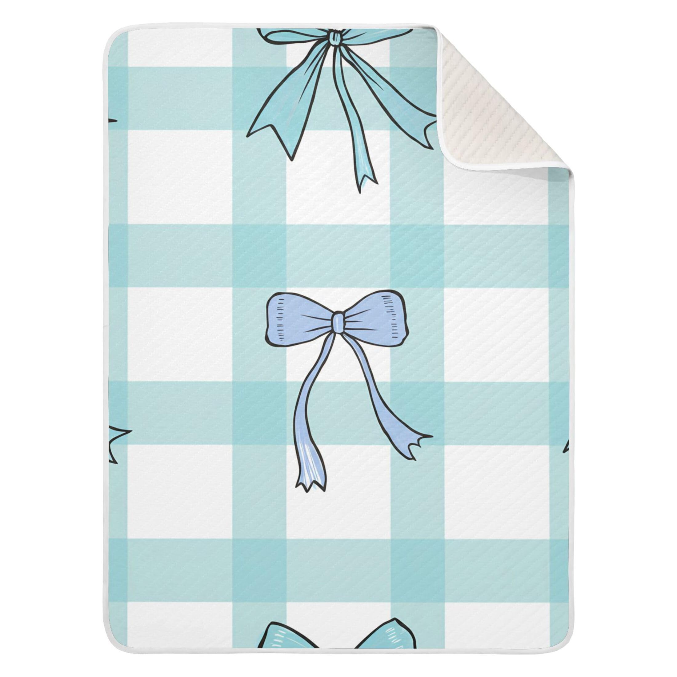 Burbuja Bows on Checkered Baby Blanket for Boys Girls, Nursery Soft Warm Swaddling Receiving Baby Blankets, 30x40 in Toddler Blanket