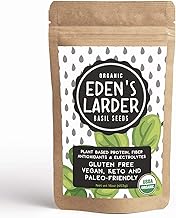 Organic Edible Basil Seeds - Non GMO, Natural, Raw Sabja Seeds | Tukmaria | Sweet Basil Seeds. Large Bag 16oz(453grams) Ri...