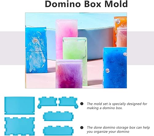 Miniatura 5 de EXCEART 1 Unidades DIY Domino Box Molde de Silicona y Domino Molds Set para Fundición de Resina Caja de Almacenamiento Domino Molde de Resina para