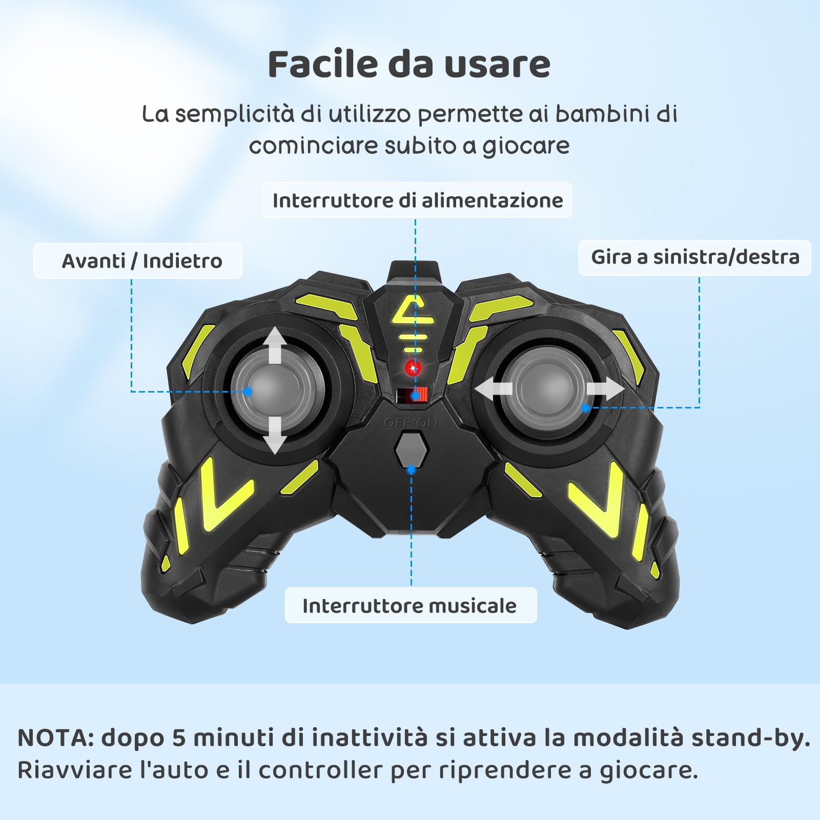 SGILE Auto da corsa telecomandata, macchina telecomandata a 2,4 Ghz con luci a LED e suono musicale, macchinina telecomandata per bambini in età prescolare, ragazzi, ragazze, regalo di compleanno.