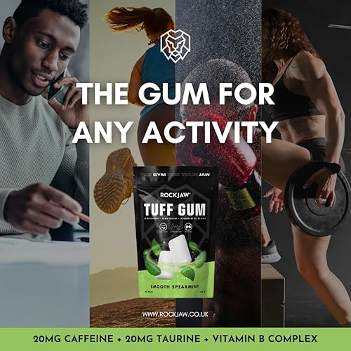 Miniatura 9 de ROCKJAW Jawline Gum - Goma de mascar con cafeína + vitaminas, suministro para 3 meses (menta verde suave)