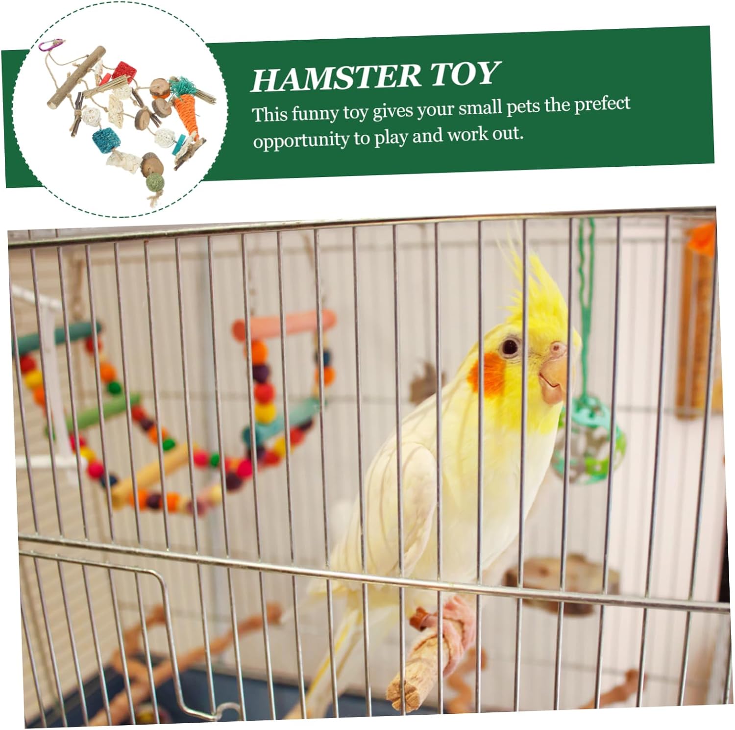 LIOOBO 2pcs Funny Hamster Chew Toy Set Hanging Apple Wood Chinchilla Animal Grinding Toy for Healthy Teeth for Hamsters Rabbits and Other Pets