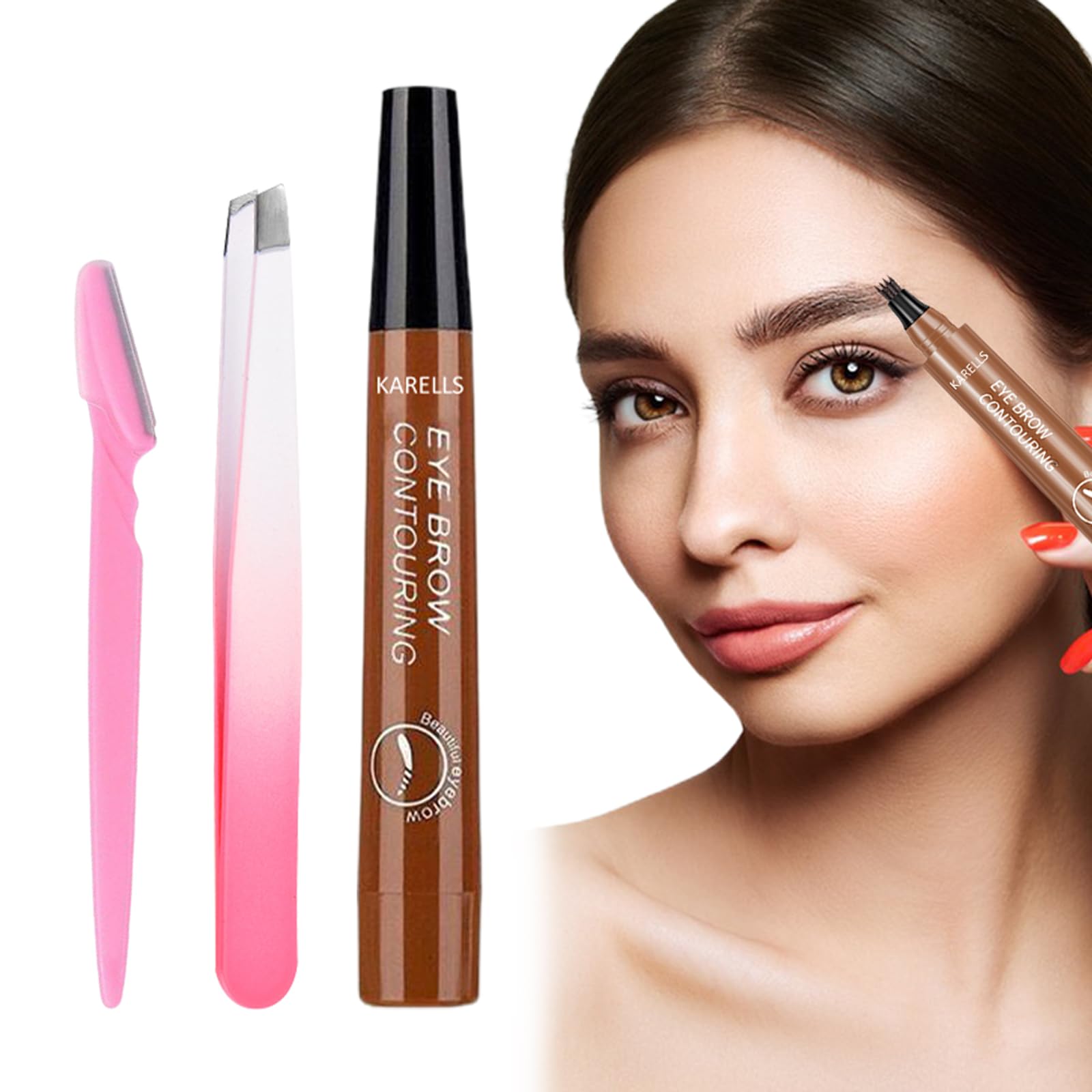 Lapiz Cejas Microblading, Micro Tip Lápiz de Cejas, Lápiz de Cejas Impermeable, Tattoo Eyebrow Pen, Lapiz de Cejas Waterproof, Crea Cejas De Aspecto Natural Sin Esfuerzo, Marrón Claro