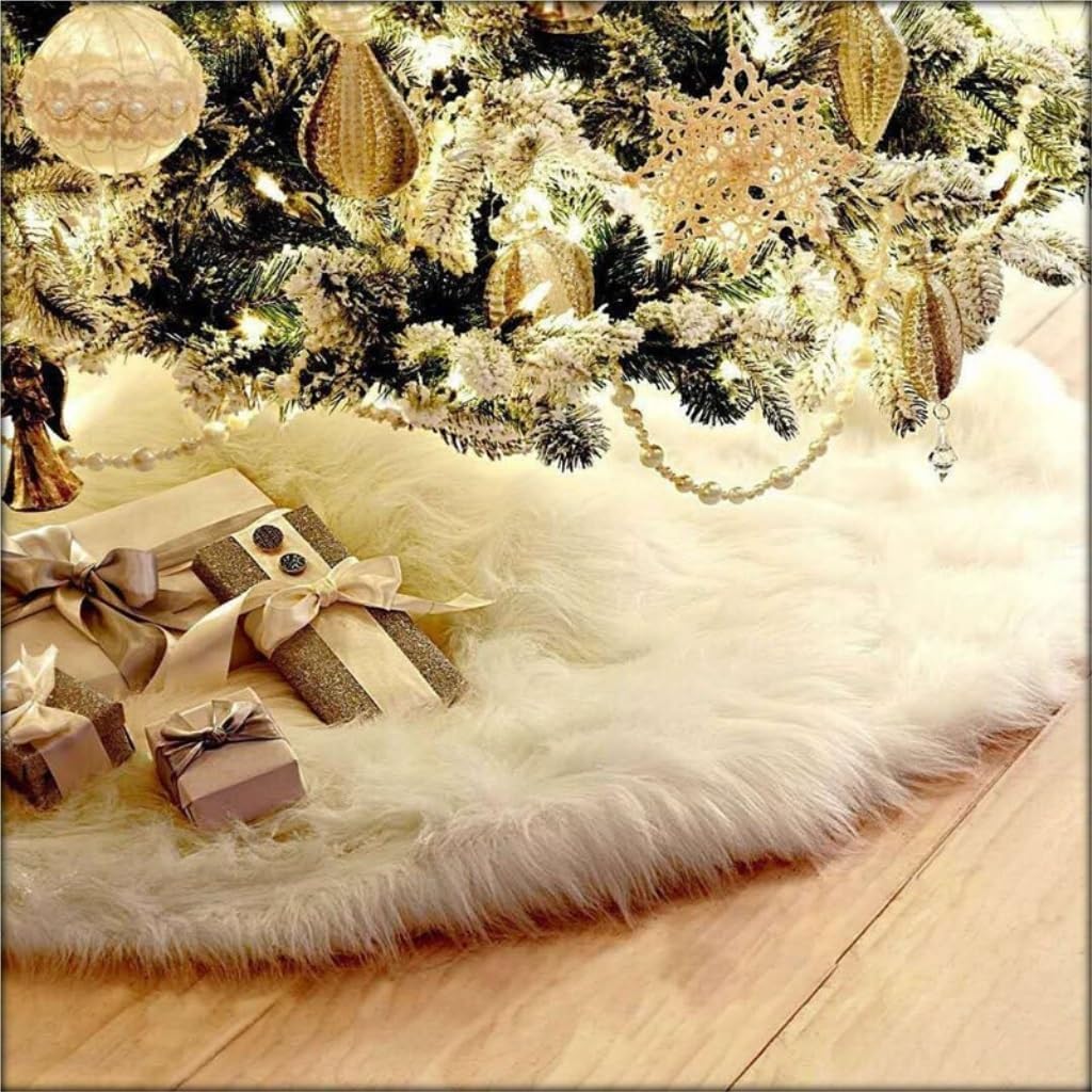 Tree Skirt Christmas Christmas Tree Skirt Christmas Tree Scene Decoration Tree Skirt White Sea Style Fur Christmas Tree Skirt Christmas Skirt Tree