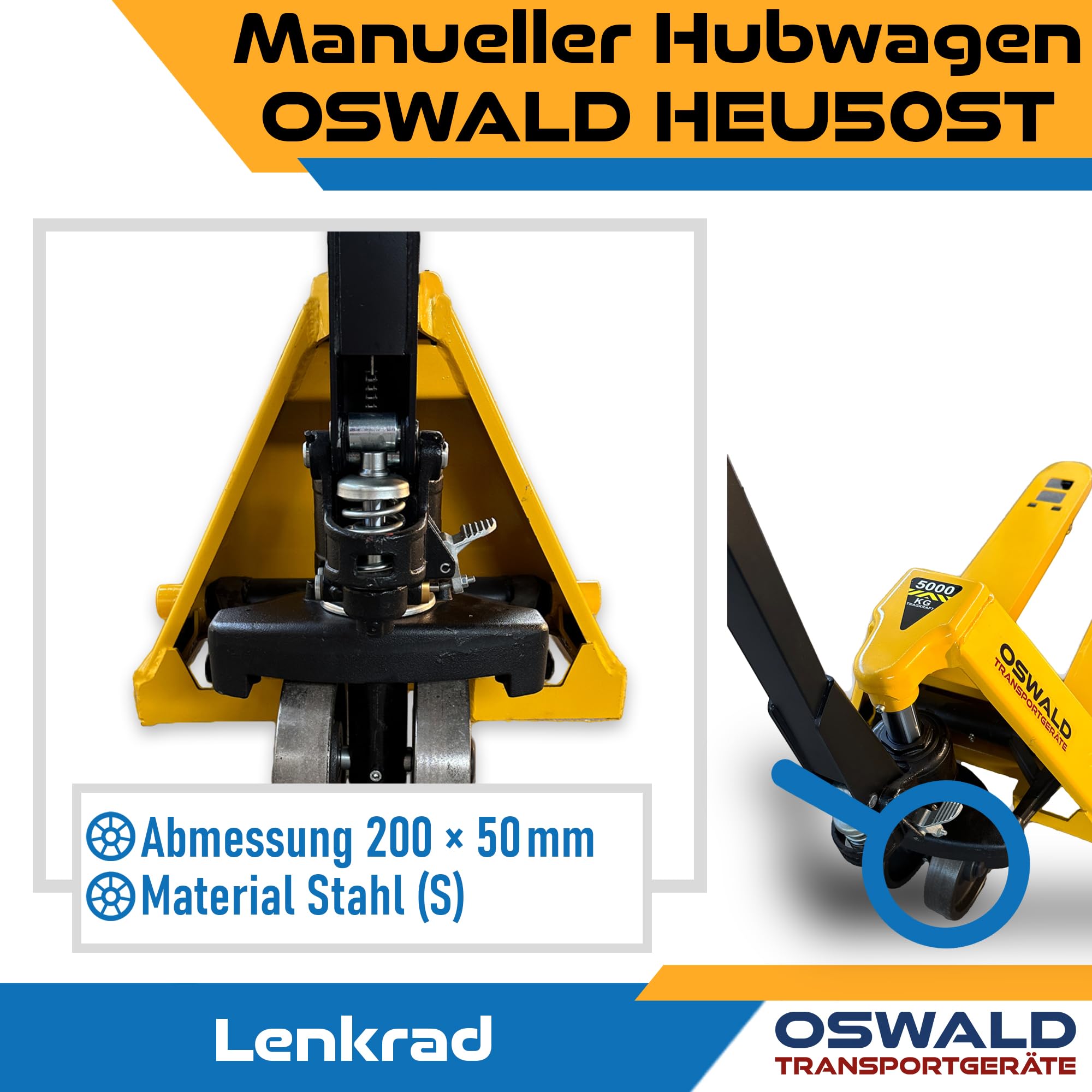 Schwerlast Hubwagen 5 t HEU50ST - Gabellänge 1.150 mm - 5000 kg Gabelhubwagen