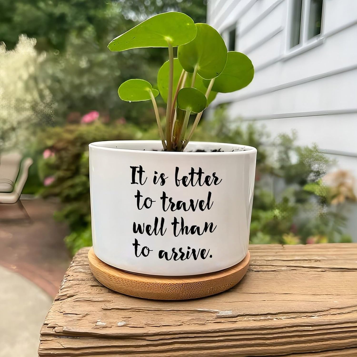 It is Better to Travel Well Than to Arrive Ceramic Planters Family Love Planters for Outdoor Plants with Drainage Holes and Saucers Planting Flower Pots for Pots Outdoor Indoor Plants image 4