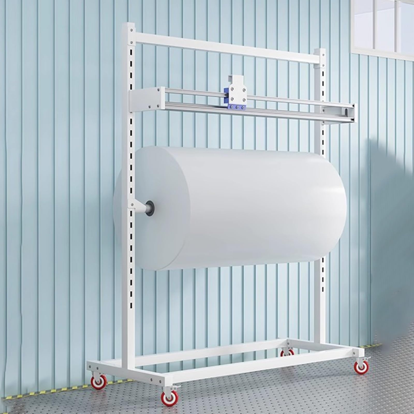 Dispenser per rotoli di carta da imballaggio per uso commerciale, per pluriball, pellicola estensibile, cotone perlato, carta kraft, altezza regolabile