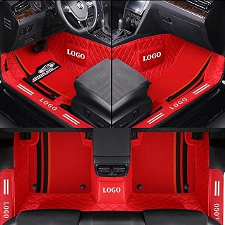 Custom Double Layer car Floor mats Carpet for 95% | Custom Style All Weather Protection Floor mats Full car Floor mats (Color:Red)