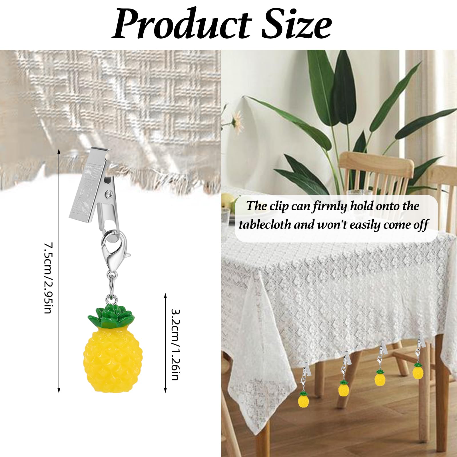Lot De 8 Pinces pour Poids De Nappe Exterieur Décoration Pique Nique Camping Fête (Ananas)