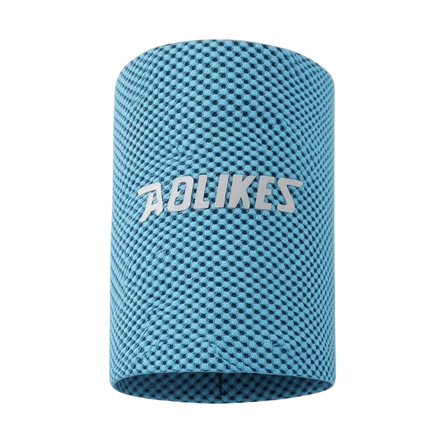 Breathable Wrist Sweatband Absorbent Sports Wristband Quick-Dry Wristband with Logo Cooling-Touch for Runners, Athletes, Running, Gym, Training, Blue, S-image-34