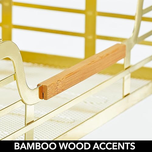 Miniatura 6 de mDesign Cestas de almacenamiento anchas de alambre de metal para despensa de cocina, armario, estante colgante extraíble, estante deslizante para