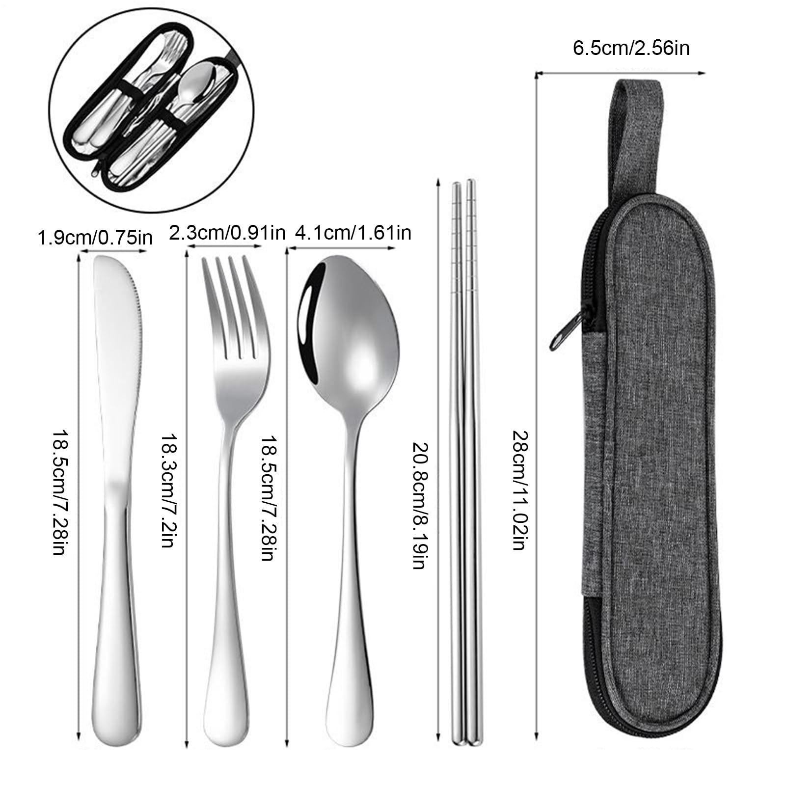 Reisebesteck Set Edelstahl Geschirr Set