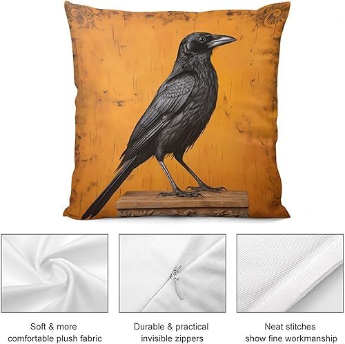 Miniatura 6 de Cojines Decorativos para Sala - Funda de cojín cuadrada decorativa suave de terciopelo naranja y negro para Halloween, de 18 x 18 pulgadas,